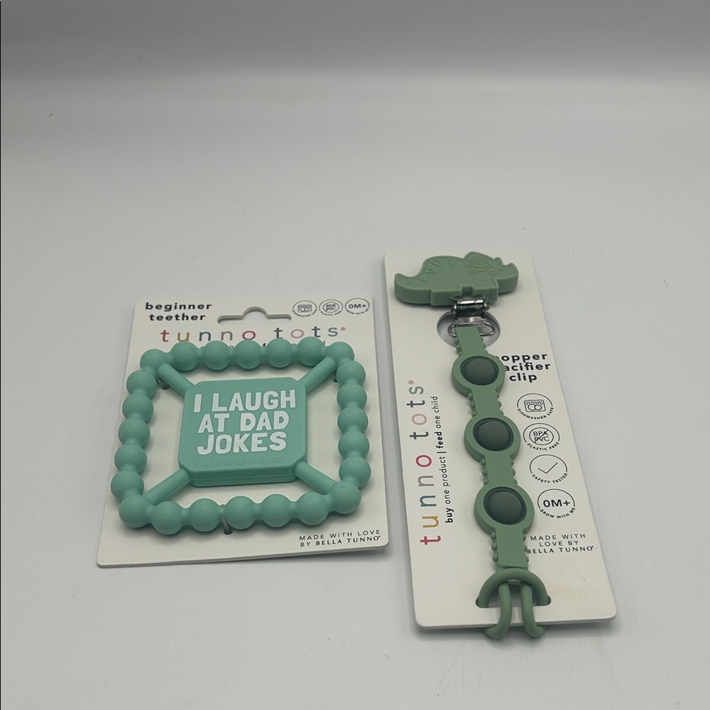 Green Teether and Pacifier Clip Set